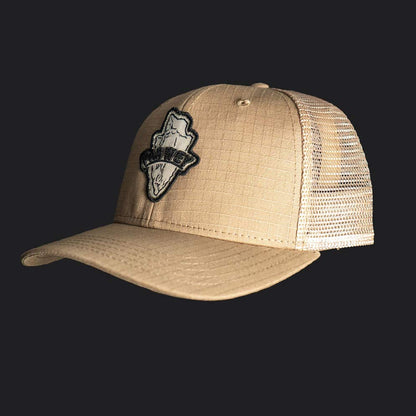 Khaki Trucker Adjustable Hat Mid Crown