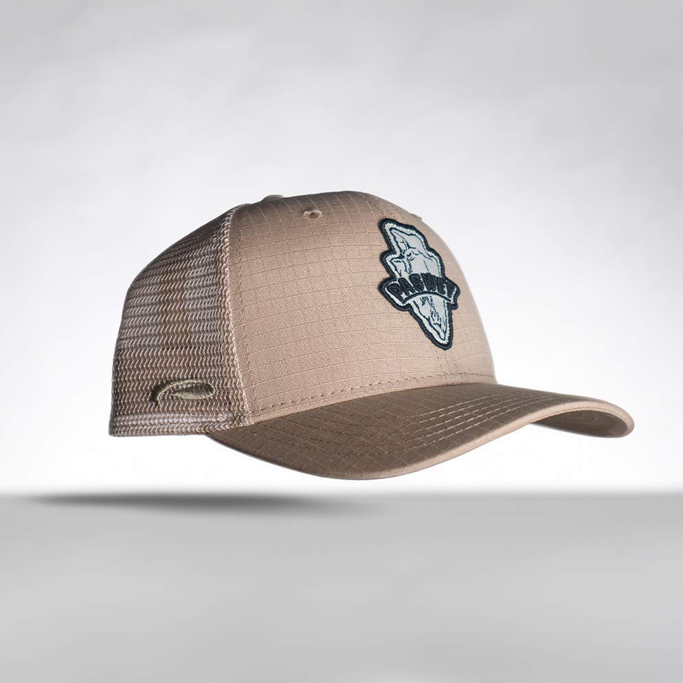 Khaki Trucker Adjustable Hat Mid Crown