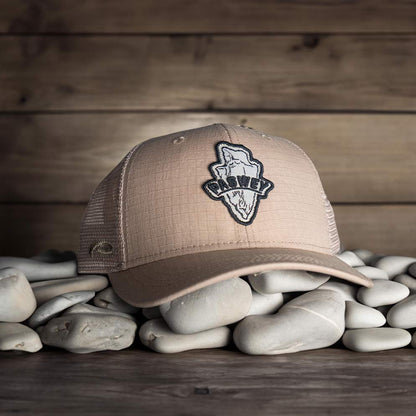 Khaki Trucker Adjustable Hat Mid Crown