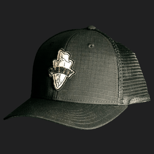 Black Trucker Adjustable Hat Mid Crown