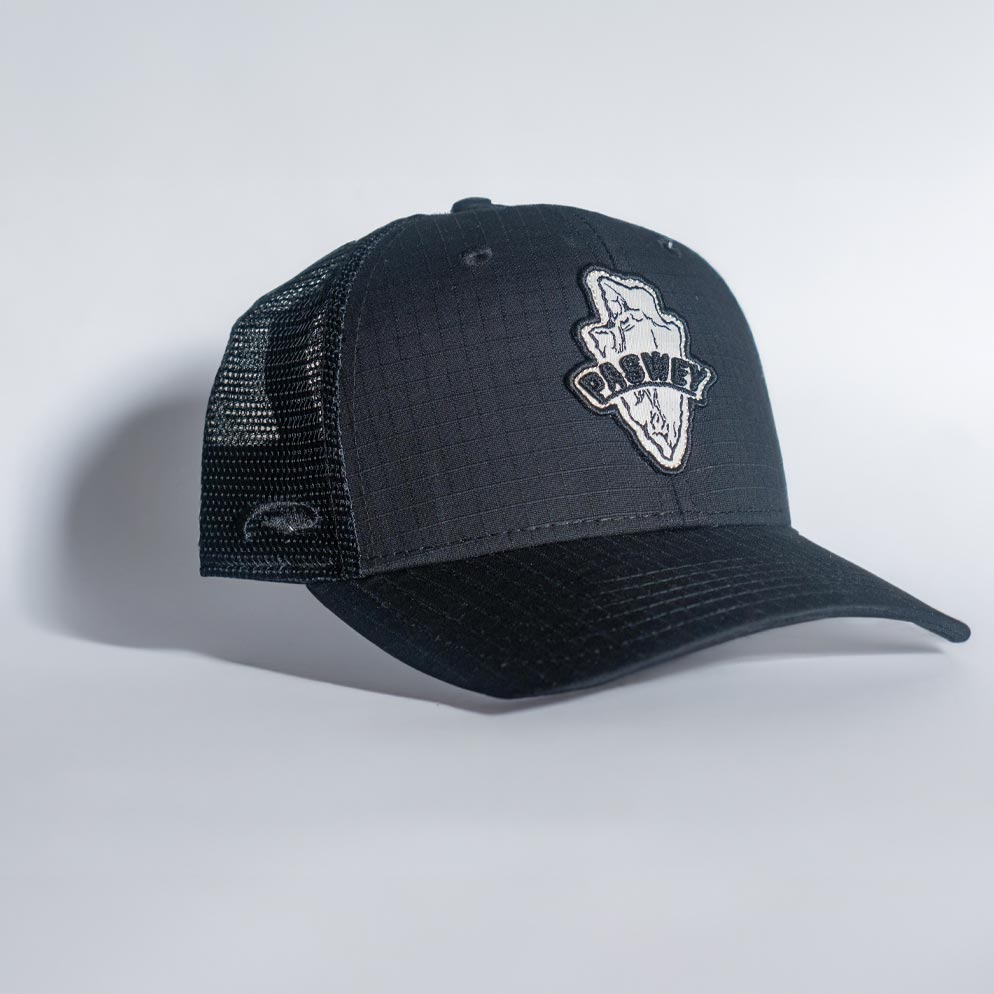 Black Trucker Adjustable Hat Mid Crown